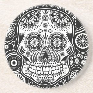 Schädel Dia De Los Muertes Sugar Sandstein Untersetzer