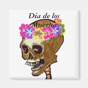 Schädel Dia de Los Muertos Magnet