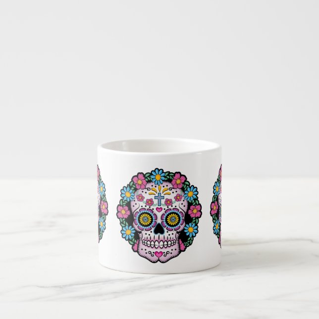 Schädel Dia de Los Muertos Sugar Espressotasse (Vorderseite)