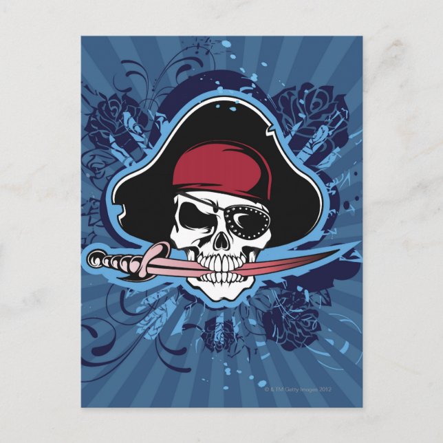 Schädel eines Piraten Postkarte (Vorderseite)