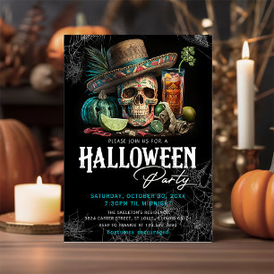 Schädel-Erwachsene-Halloween-Cocktails-Party-Einla Einladung
