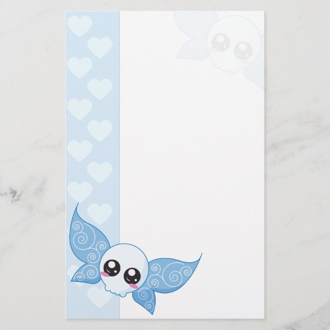 Schädel-Fee - Blau Briefpapier (Vorderseite)