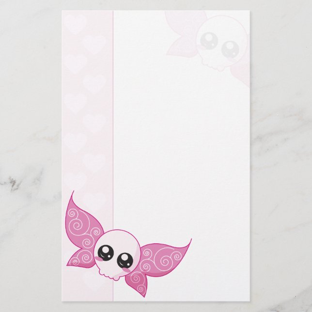 Schädel-Fee-Rosa Briefpapier (Vorderseite)