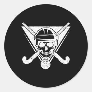Schädel-Feldhockey-Geschenk Feldhockey-Spieler-Ges Runder Aufkleber