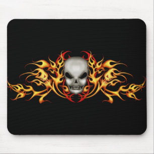 Schädel flammt   Mousepad - Schwarzrückseite