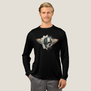 Schädel-Flügel-Emblem Tri-Blend Shirt
