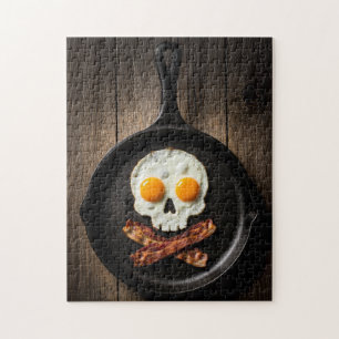 Schädel-Frühstück – Dunkle Food Humor Kunst Puzzle