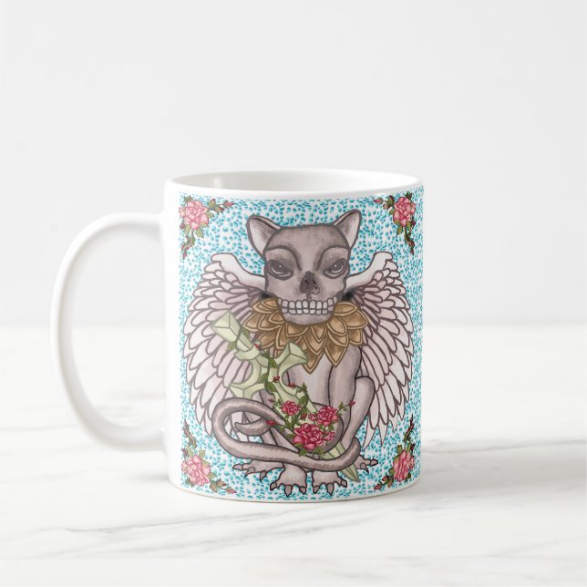 Schädel-Gargouille Kaffeetasse (Links)