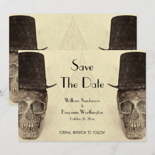 Schädel Gay Herr und Herr Vintage Retro Sepia Hoch Save The Date