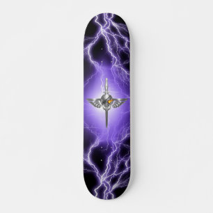 Schädel Geflügelt Skateboard
