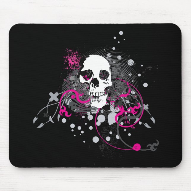 Schädel. Gerade verdrehte Pfeile. Mousepad (Vorne)