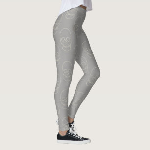 Schädel - Ghost Grau und Knochen Weiß Leggings