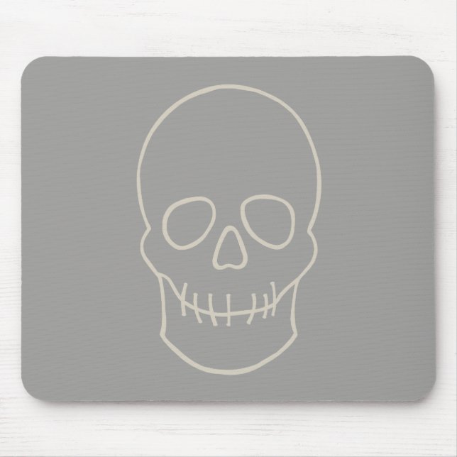 Schädel - Ghost Grau und Knochen Weiß Mousepad (Vorne)
