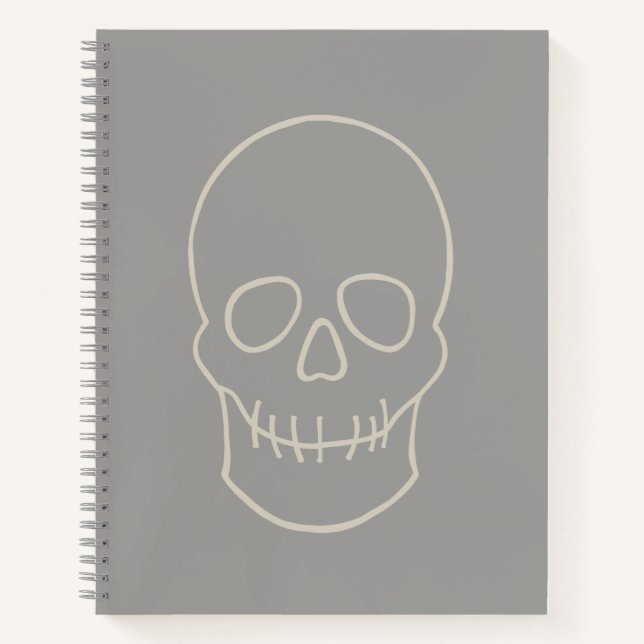 Schädel - Ghost Grau und Knochen Weiß Notizbuch (Vorderseite)