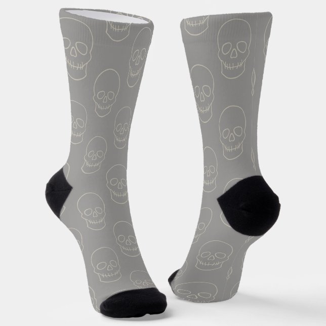 Schädel - Ghost Gray und Knochen weiß Socken (Gewinkelt)