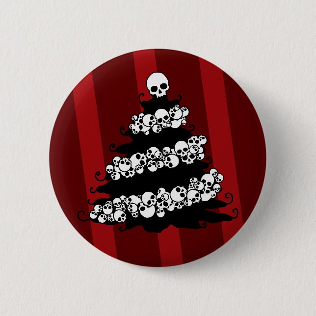 Schädel-Girlanden-Weihnachtsbaum Button (Vorderseite)