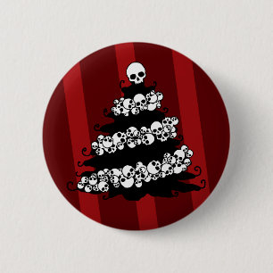 Schädel-Girlanden-Weihnachtsbaum Button