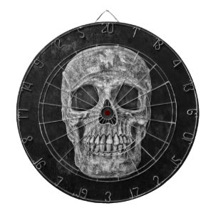 Schädel-Gotik-Alte-Grunge-Schwarz-Weiß-Textur Dartscheibe