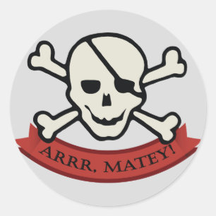 Schädel - grauer klassischer runder Aufkleber, Aufkleber