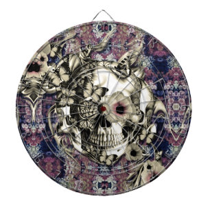 Schädel hergestellt von den Mohnblumen und von den Dartscheibe