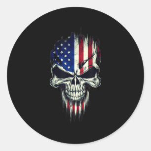 Schädel im Stil der amerikanischen Flagge für Patr Runder Aufkleber