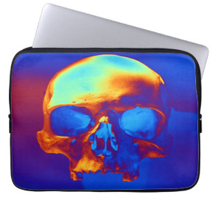 Schädel in Blau und Gold Laptopschutzhülle