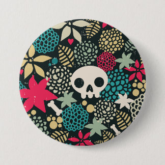 Schädel in Blume Button