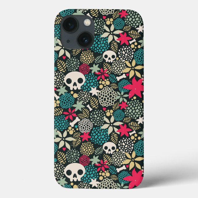 Schädel in Blume Case-Mate iPhone Hülle (Rückseite)
