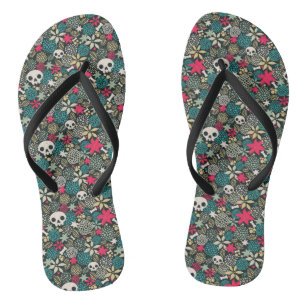 Schädel in Blume Flip Flops