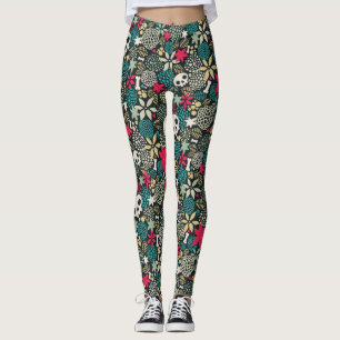 Schädel in Blume Leggings