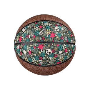 Schädel in Blume Mini Basketball