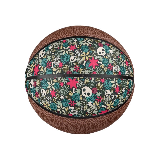 Schädel in Blume Mini Basketball (Vorderseite)