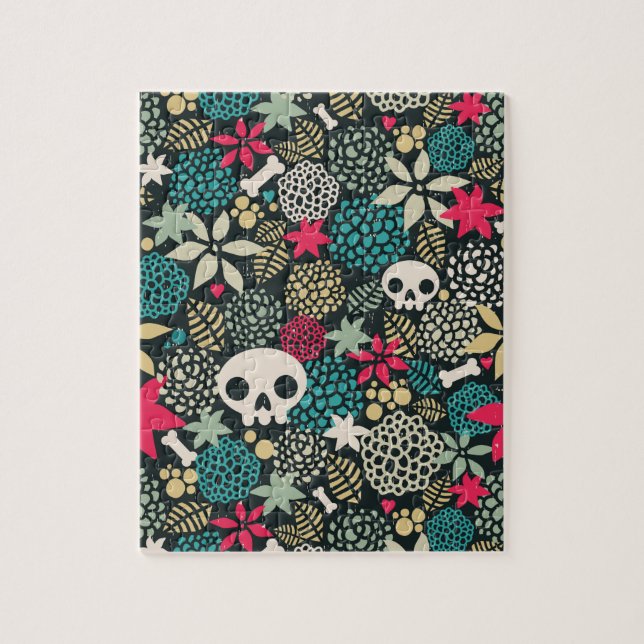Schädel in Blume Puzzle (Vertikal)