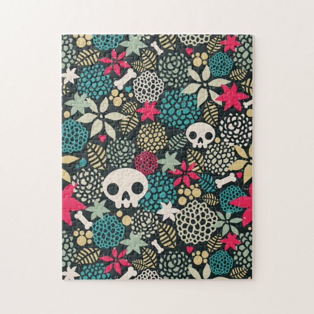 Schädel in Blume Puzzle (Vertikal)