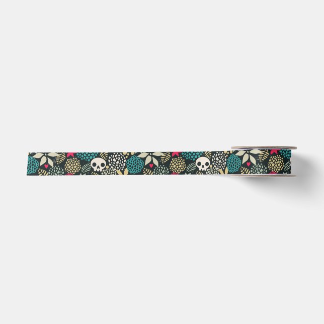 Schädel in Blume Satinband (Vorderseite)