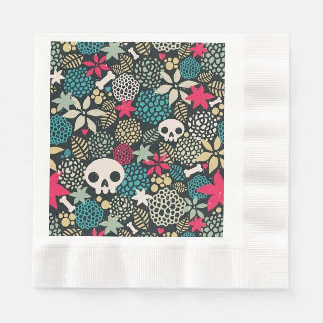 Schädel in Blume Serviette (Vorderseite)