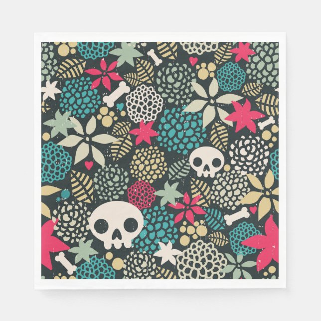 Schädel in Blume Serviette (Vorderseite)