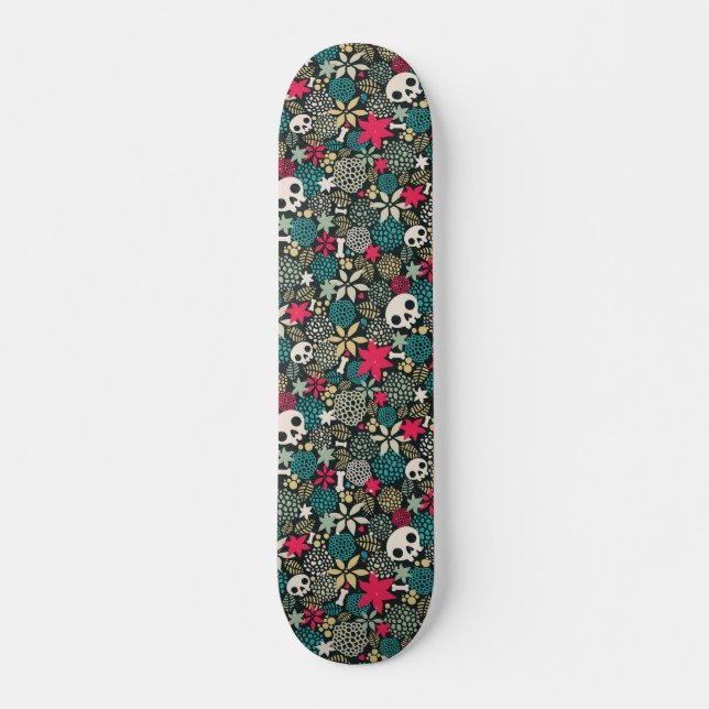 Schädel in Blume Skateboard (Vorne)