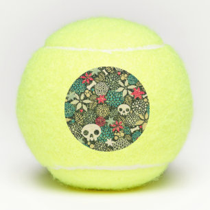 Schädel in Blume Tennisbälle