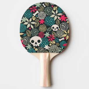 Schädel in Blume Tischtennis Schläger