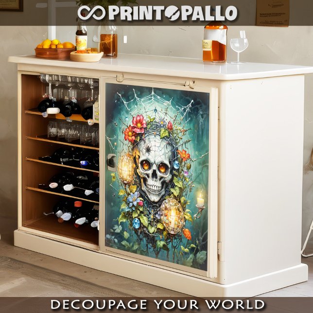 Schädel in Blume und Spinnennetzen Seidenpapier (Von Creator hochgeladen)