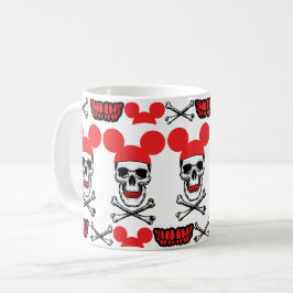 Schädel in Cartoon-Maus-Ear-Hut mit X-Bone Kaffeetasse