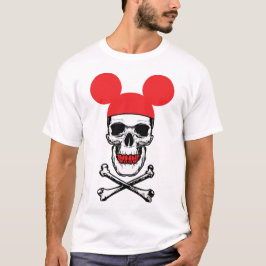 Schädel in Cartoon-Maus-Ear-Hut mit X-Bone T-Shirt