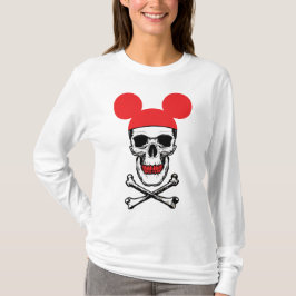 Schädel in Cartoon-Maus-Ear-Hut mit X-Bone T-Shirt