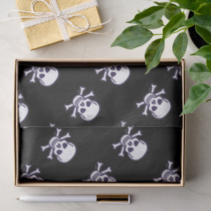 Schädel in Knochen, schwarzes Papiertaschpapier Seidenpapier