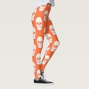 Schädel in Rosa, Orange und Creme Leggings