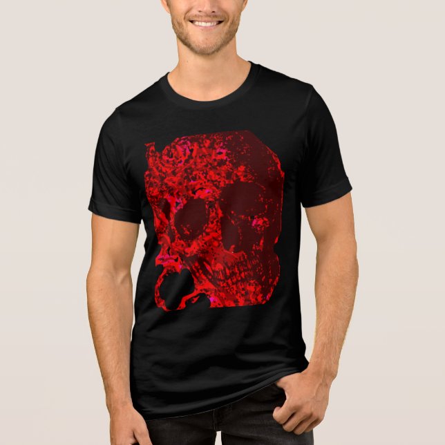 Schädel in Rose Tri-Blend Shirt (Vorderseite)