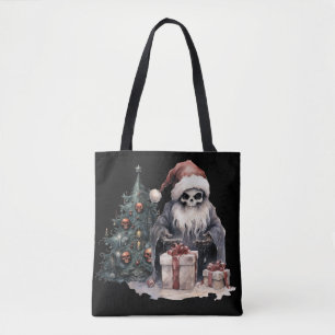 Schädel in Weihnachtsmannmütze mit gotischem Weihn