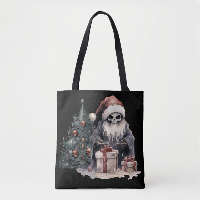 Schädel in Weihnachtsmannmütze mit gotischem Weihn (Vorderseite)