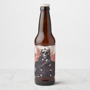 Schädel Kamikaze Bierflaschenetikett